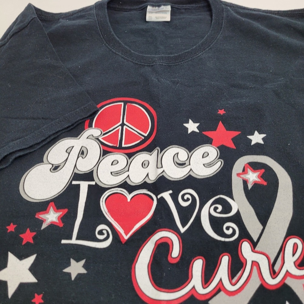 Gildan Black T-shirt, Peace/Love/Cure‎ Graphic, Size 2XL